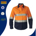 Hi Vis Reflective Upf50 + Рубашка с длинным рукавом Оранжевая рабочая рубашка безопасности хлопка
